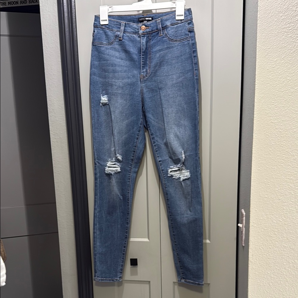 Women's Blue Distressed Jeans